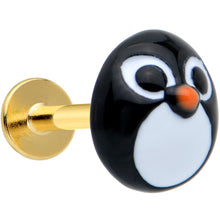 Load image into Gallery viewer, 16G 5/16 Gold Hue Round Penguin Face Holiday Labret Monroe Tragus
