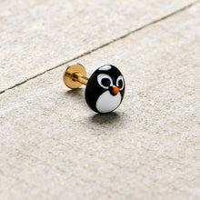 Load image into Gallery viewer, 16G 5/16 Gold Hue Round Penguin Face Holiday Labret Monroe Tragus
