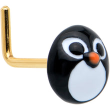 Load image into Gallery viewer, 20G 7mm Gold Tone Round Penguin Face Holiday  L Shape Nose Ring
