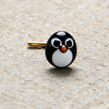Load image into Gallery viewer, 20G 7mm Gold Tone Round Penguin Face Holiday  L Shape Nose Ring
