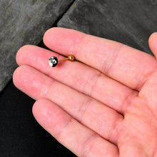 Load image into Gallery viewer, Gold Tone Round Holiday Penguin Face Barbell Tongue Ring

