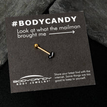 Load image into Gallery viewer, Gold Tone Round Holiday Penguin Face Barbell Tongue Ring
