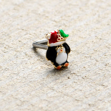 Load image into Gallery viewer, 20G 7mm Holly Hat Penguin Holiday L Shape Nose Ring
