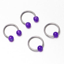 Load image into Gallery viewer, 16G 3/8 Purple Faux Opal Horseshoe BCR Captive Ring Set of 4
