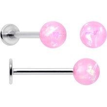 Load image into Gallery viewer, 16G 5/16 3/8 Pink Gem Faux Opal Labret Monroe Tragus Set of 4
