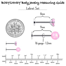 Load image into Gallery viewer, 16G 5/16 3/8 Pink Gem Faux Opal Labret Monroe Tragus Set of 4

