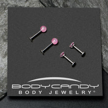 Load image into Gallery viewer, 16G 5/16 3/8 Pink Gem Faux Opal Labret Monroe Tragus Set of 4
