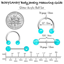 Load image into Gallery viewer, 14G 9/16 Green Faux Opal Horseshoe Barbell Nipple Ring Set of 4
