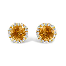 Load image into Gallery viewer, 10K White Gold Purple Amethyst and 1/6 Cttw Diamond Halo Stud Earring
