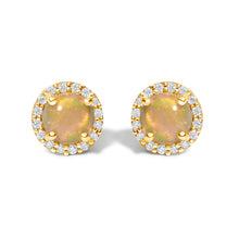 Load image into Gallery viewer, 10K White Gold Purple Amethyst and 1/6 Cttw Diamond Halo Stud Earring
