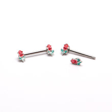 Load image into Gallery viewer, 14G 9/16 Sweet Happy Rose Flower Barbell Nipple Ring Set
