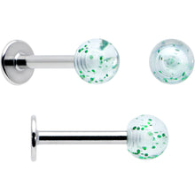 Load image into Gallery viewer, 16G 1/4 Leprechaun Legs Shamrock UV Glow Labret Set of 3
