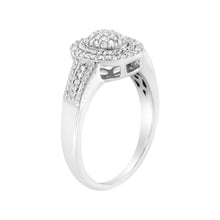 Load image into Gallery viewer, .925 Sterling Silver 1/3 Cttw Pave Set Round-Cut Diamond Braided Halo Cocktail Ring (I-J Color, I2-I3 Clarity) - Size 7
