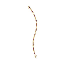 Load image into Gallery viewer, 10K Yellow Gold Oval Ruby and 1/10 Cttw Diamond Bar Prong Set Bracelet (H-I Color, SI1-SI2 Clarity)  - Size 7"
