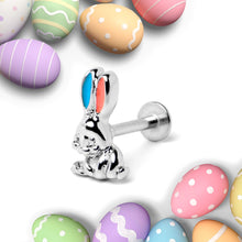 Load image into Gallery viewer, 16G 5/16 Easter Bunny Red Blue Ears Labret Monroe Tragus
