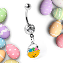 Load image into Gallery viewer, Clear Gem Celebration Easter Basket Dangle Belly Ring
