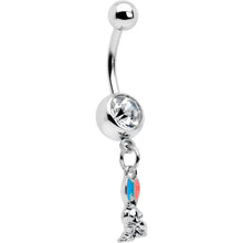 Load image into Gallery viewer, Clear Gem Easter Bunny Red Blue Ears Dangle Belly Ring
