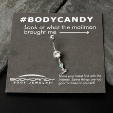 Load image into Gallery viewer, Clear Gem Easter Bunny Red Blue Ears Dangle Belly Ring
