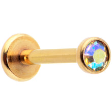 Load image into Gallery viewer, 16G 5/16 Aurora Gem Gold Tone Threadless Labret Monroe Tragus
