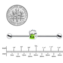 Load image into Gallery viewer, 14G Sweet Happy Green Beer St Patricks Industrial Barbell 38mm
