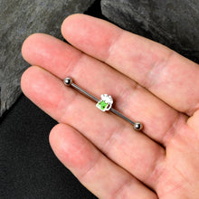 Load image into Gallery viewer, 14G Sweet Happy Green Beer St Patricks Industrial Barbell 38mm
