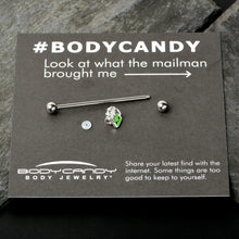 Load image into Gallery viewer, 14G Sweet Happy Green Beer St Patricks Industrial Barbell 38mm
