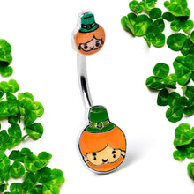 Load image into Gallery viewer, Sweet Happy Leprechaun St Patricks Day Double Mount Belly Ring
