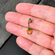 Load image into Gallery viewer, Sweet Happy Leprechaun St Patricks Day Double Mount Belly Ring
