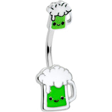 Load image into Gallery viewer, Sweet Happy Green Beer St Patricks Day Double Mount Belly Ring

