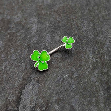Load image into Gallery viewer, Sweet Happy Shamrocks St Patricks Day Double Mount Belly Ring
