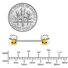 Load image into Gallery viewer, 14G 9/16 Sweet Happy Beer St Patricks Barbell Nipple Ring Set
