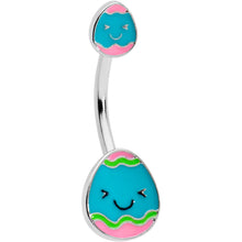 Load image into Gallery viewer, Blue Pink Celebration Easter Egg Double Mount Belly Ring
