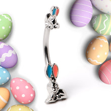 Load image into Gallery viewer, Easter Bunny Red Blue Ears Double Mount Belly Ring
