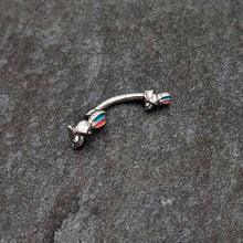 Load image into Gallery viewer, Easter Bunny Red Blue Ears Double Mount Belly Ring
