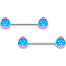 Load image into Gallery viewer, 14G 9/16  Blue Pink Celebration Easter Egg Barbell Nipple Ring Set
