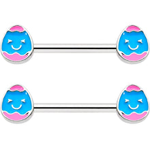Load image into Gallery viewer, 14G 9/16  Blue Pink Celebration Easter Egg Barbell Nipple Ring Set
