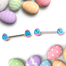 Load image into Gallery viewer, 14G 9/16  Blue Pink Celebration Easter Egg Barbell Nipple Ring Set
