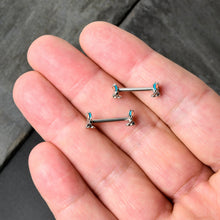 Load image into Gallery viewer, 14G 9/16 Easter Bunny Blue Red Ears Barbell Nipple Ring Set
