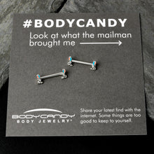 Load image into Gallery viewer, 14G 9/16 Easter Bunny Blue Red Ears Barbell Nipple Ring Set
