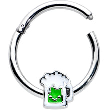 Load image into Gallery viewer, 16G 3/8 Sweet Happy Green Beer St Patricks Hinged Segment Ring
