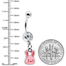 Load image into Gallery viewer, Clear Gem Kawaii Cutie Easter Bunny Dangle Belly Ring
