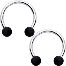Load image into Gallery viewer, 16G 3/8 Matte Black Blue Teal Horseshoe Circular Barbell Set of 6
