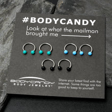 Load image into Gallery viewer, 16G 3/8 Matte Black Blue Teal Horseshoe Circular Barbell Set of 6
