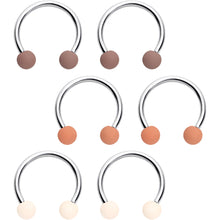 Load image into Gallery viewer, 16G 3/8 Matte Brown Peach Cream Horseshoe Circular Barbell Set of 6
