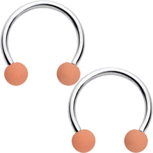 Load image into Gallery viewer, 16G 3/8 Matte Brown Peach Cream Horseshoe Circular Barbell Set of 6
