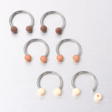 Load image into Gallery viewer, 16G 3/8 Matte Brown Peach Cream Horseshoe Circular Barbell Set of 6
