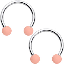 Load image into Gallery viewer, 16G 3/8 Matte Pinks Peach Horseshoe Circular Barbell Set of 6
