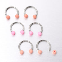 Load image into Gallery viewer, 16G 3/8 Matte Pinks Peach Horseshoe Circular Barbell Set of 6
