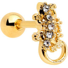 Load image into Gallery viewer, 16G 1/4 Clear Gem Gold Tone Luscious Lizard Cartilage Earring
