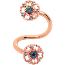 Load image into Gallery viewer, Vitrail Gem Rose Gold Tone Flower Spiral Twister Belly Ring
